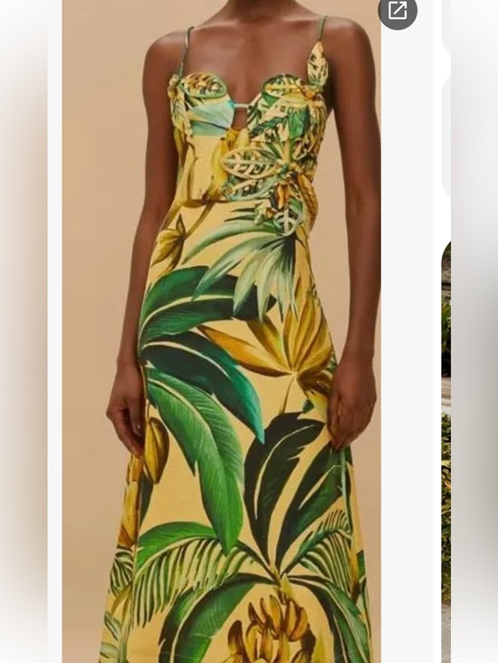 FARM Rio Dresses & Skirts - FARM Rio Tropical Leaf Maxi Dress in Green & Tan